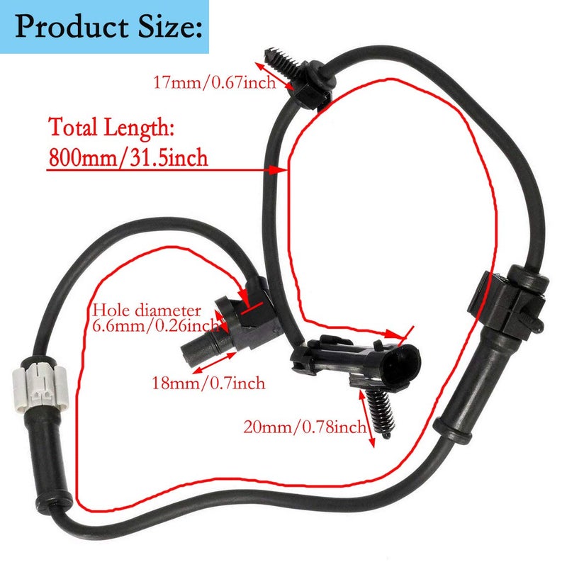 LIYYOO 19181873 ABS Wheel Speed Sensor Front Left/Right,Fit for Chevrolet Silverado Express Suburban Tahoe GMC Savanna Sierra Yukon XL Cadillac Escalade Replaces 15112379,ALS482,5S8361,970011 - Image 5